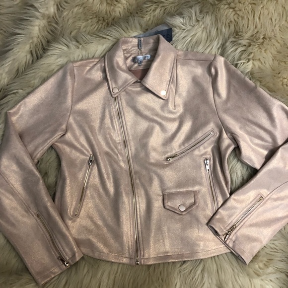 ANTHROPOLOGIE Rose gold suede feel moto jacket - Picture 6 of 7